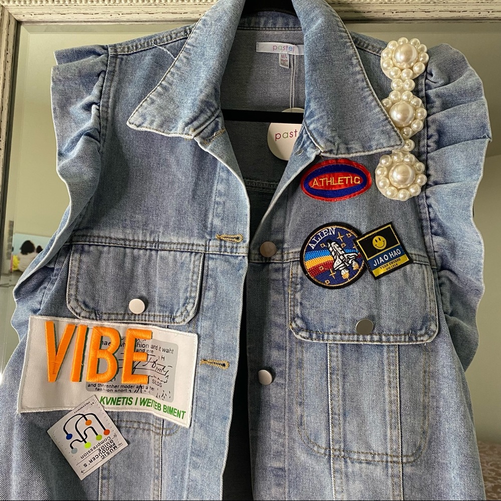 Denim Pearl Embellished Jacket